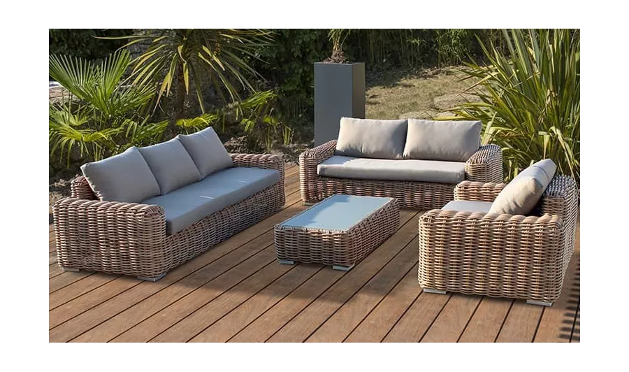 Salon de Jardin 6 places en résine tressée BORA BORA