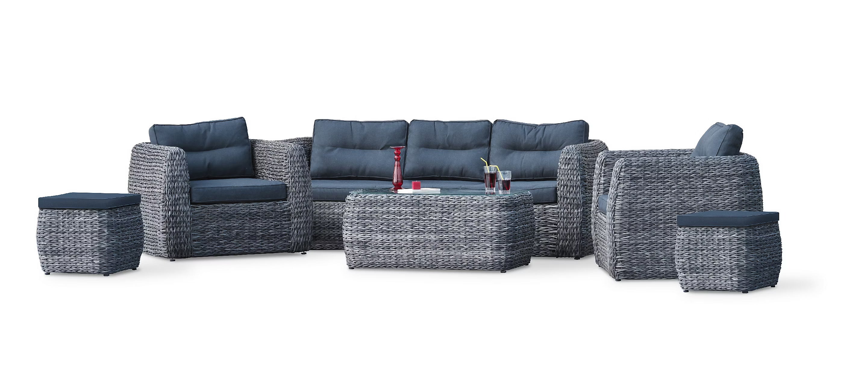 Salon de Jardin (Résine Tressée) 7 places BAHAMAS