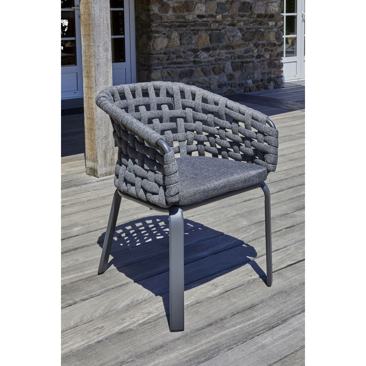 Ensemble table/chaises de jardin en aluminium et céramique 8 personnes CAMARGUE