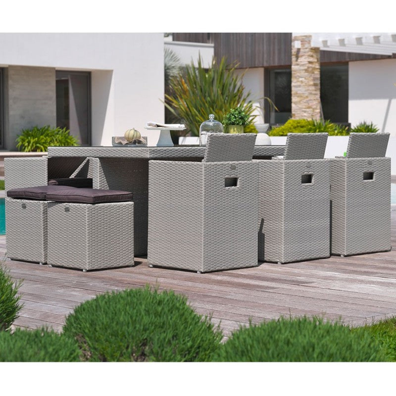 Salon de Jardin (encastrable) 10 places en résine tressée