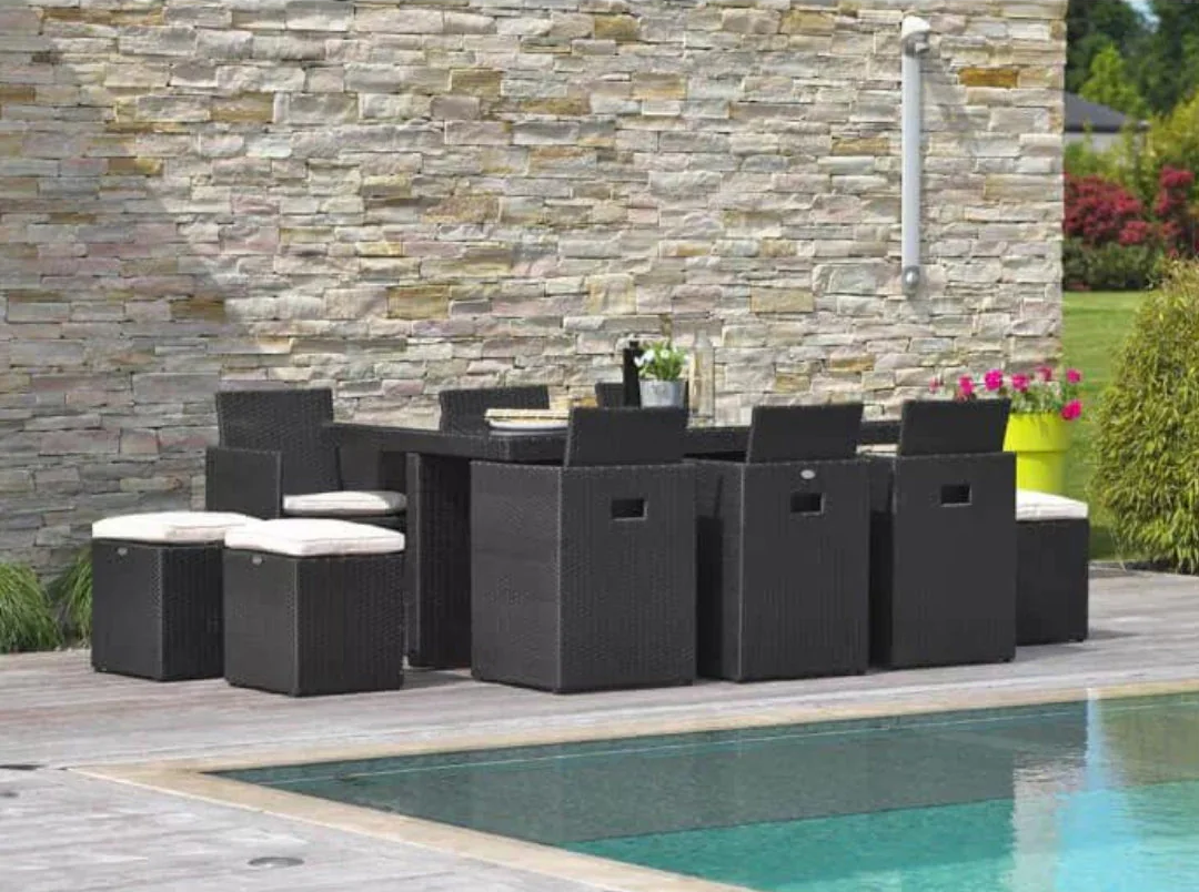 Salon de Jardin (encastrable) 10 places en résine tressée