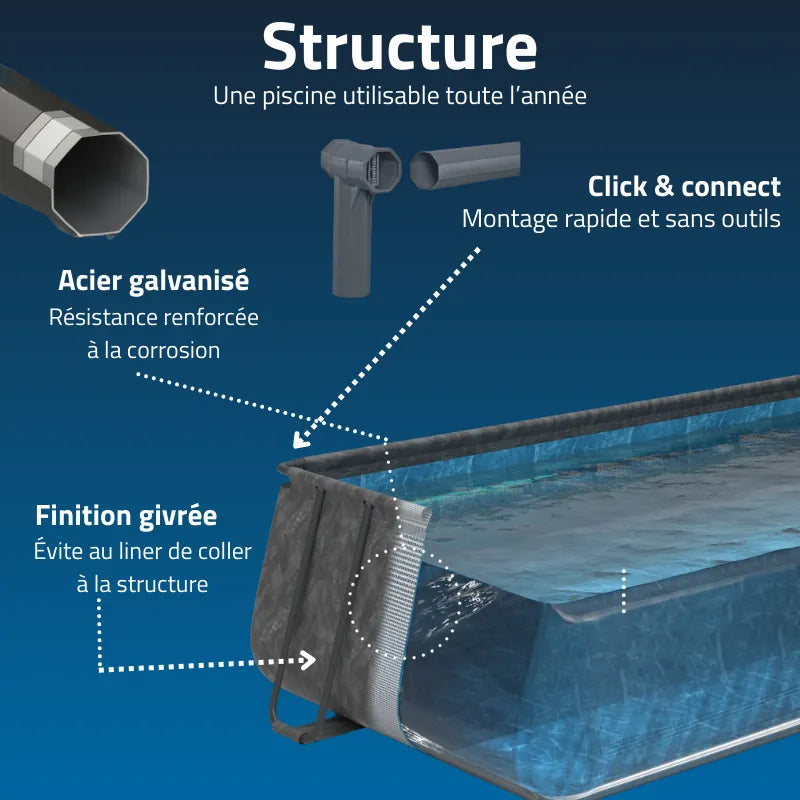 Piscine 5m50 x 2.7m x 1.2m + Tous les accessoires