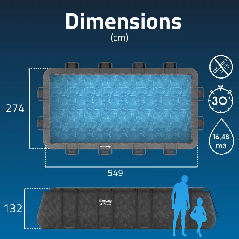 Piscine 5m50 x 2.7m x 1.2m + Tous les accessoires